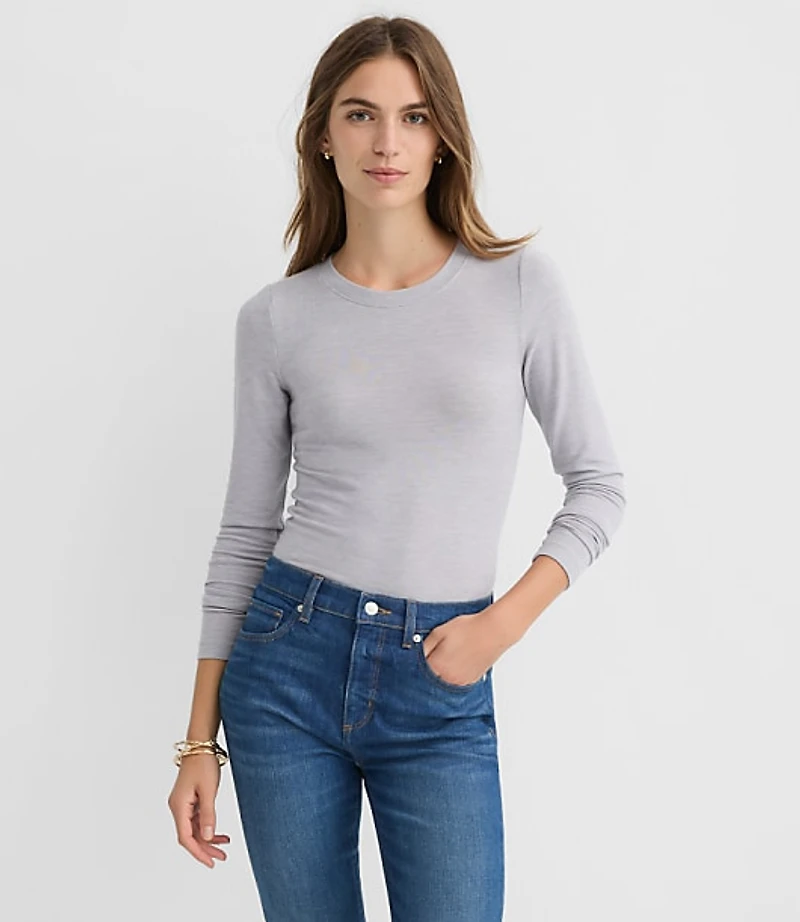 Petite Sweater Knit Long Sleeve Tee