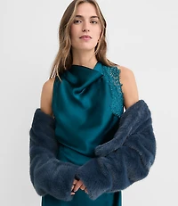 Lace Trim Satin Bias Midi Dress