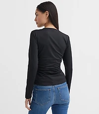 Petite Bow Tie Ruched Top