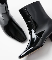 Patent Block Heel Booties