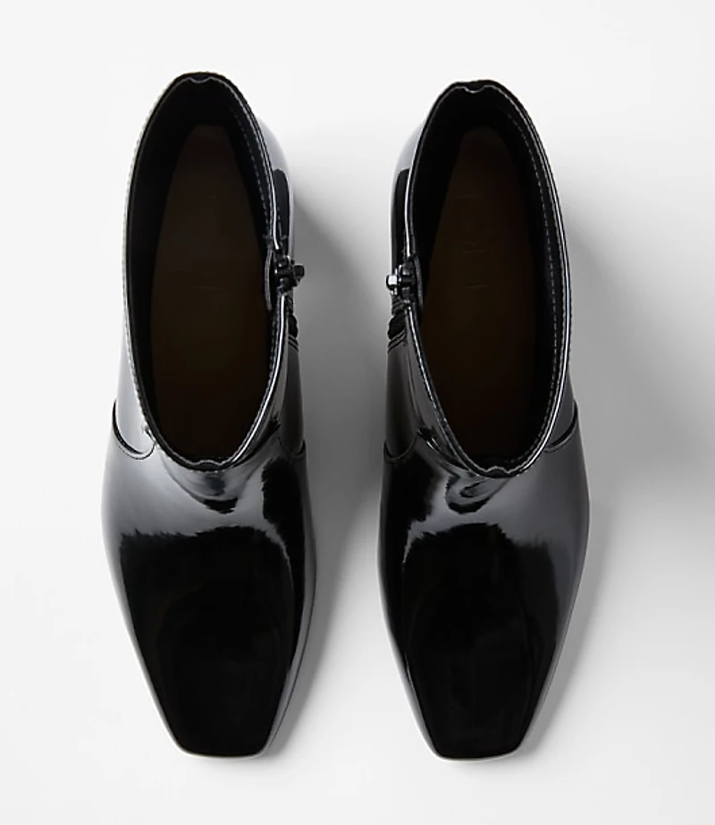 Patent Block Heel Booties