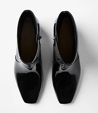 Patent Block Heel Booties