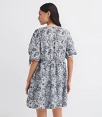 Petite Floral Ruched Sleeve Mini Pocket Dress