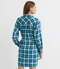 Petite Plaid Belted Mini Pocket Shirtdress