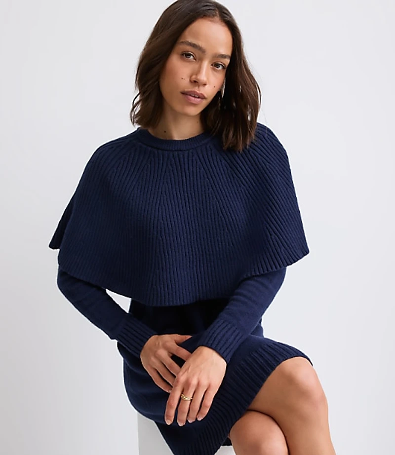 Petite Cape Mini Sweater Dress