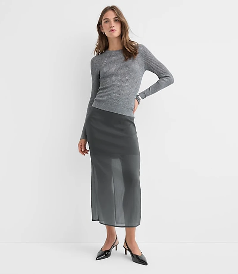 Sheer Overlay Midi Skirt