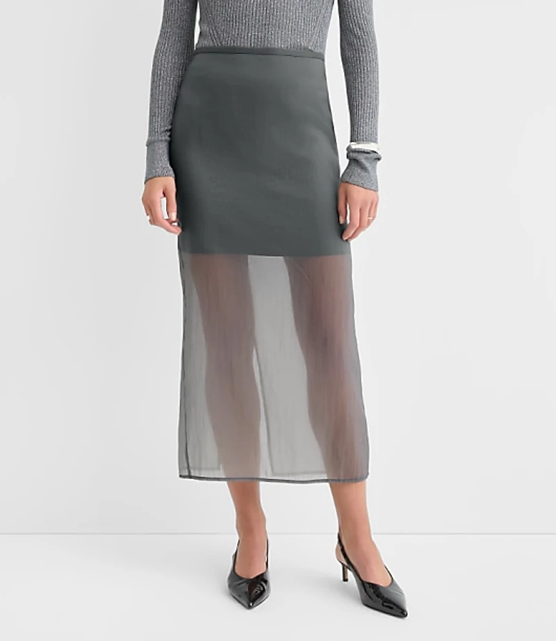 Sheer Overlay Midi Skirt