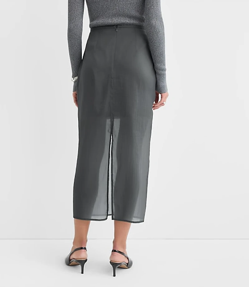 Sheer Overlay Midi Skirt