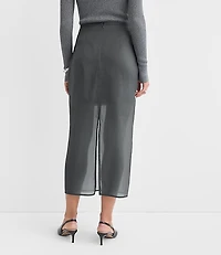 Sheer Overlay Midi Skirt