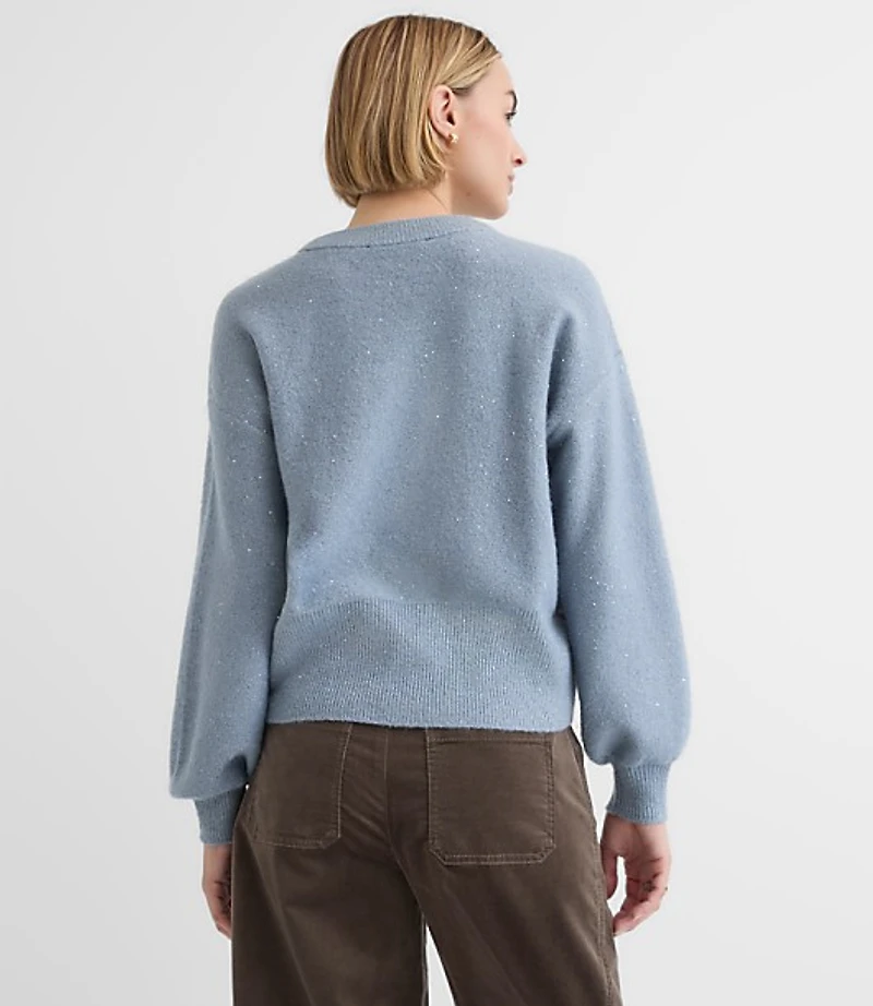 Floral Sequin Blouson Sweater