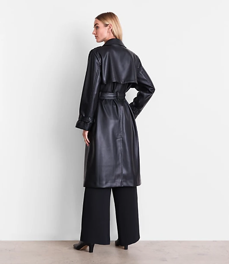Petite LOFT Versa Faux Leather Trench Coat