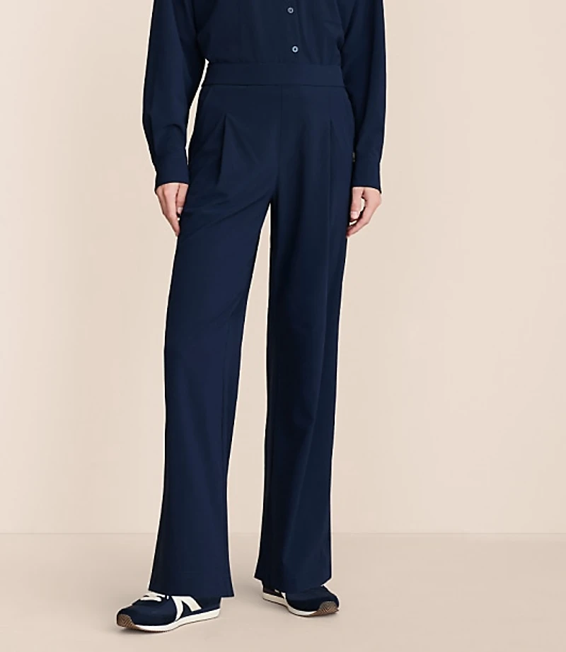 Lou & Grey Seersucker Wanderweave Wide Leg Trouser Pants