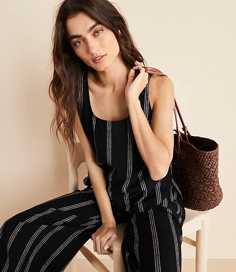 Lou & Grey Striped Linen Cotton Tie Back Tank Top