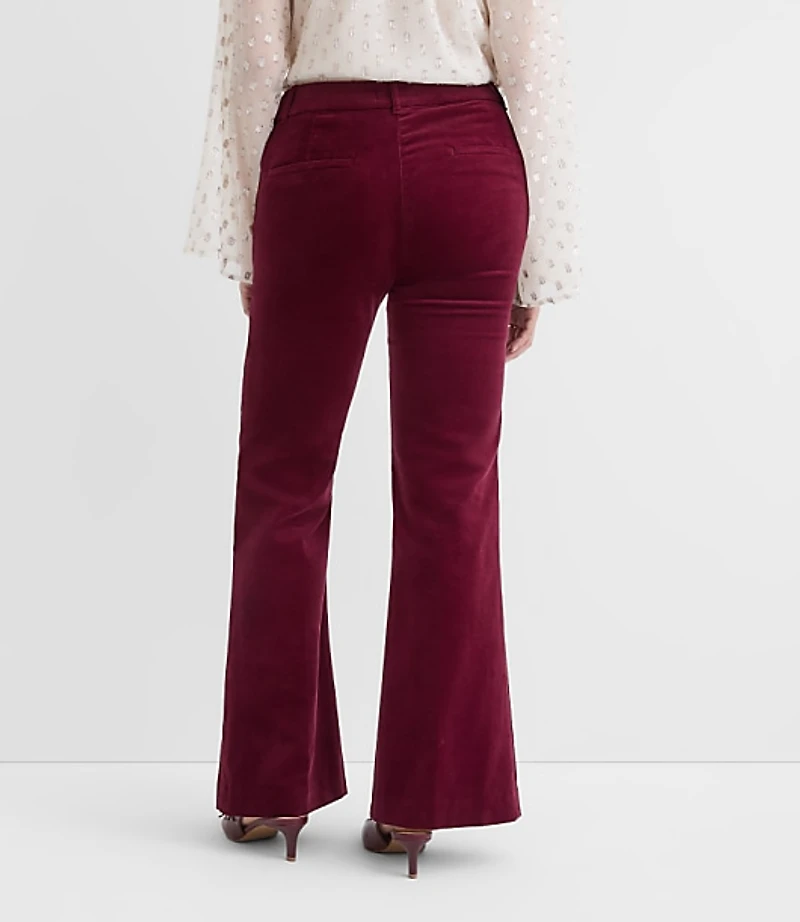 Curvy Slim Flare Pants Stretch Velvet