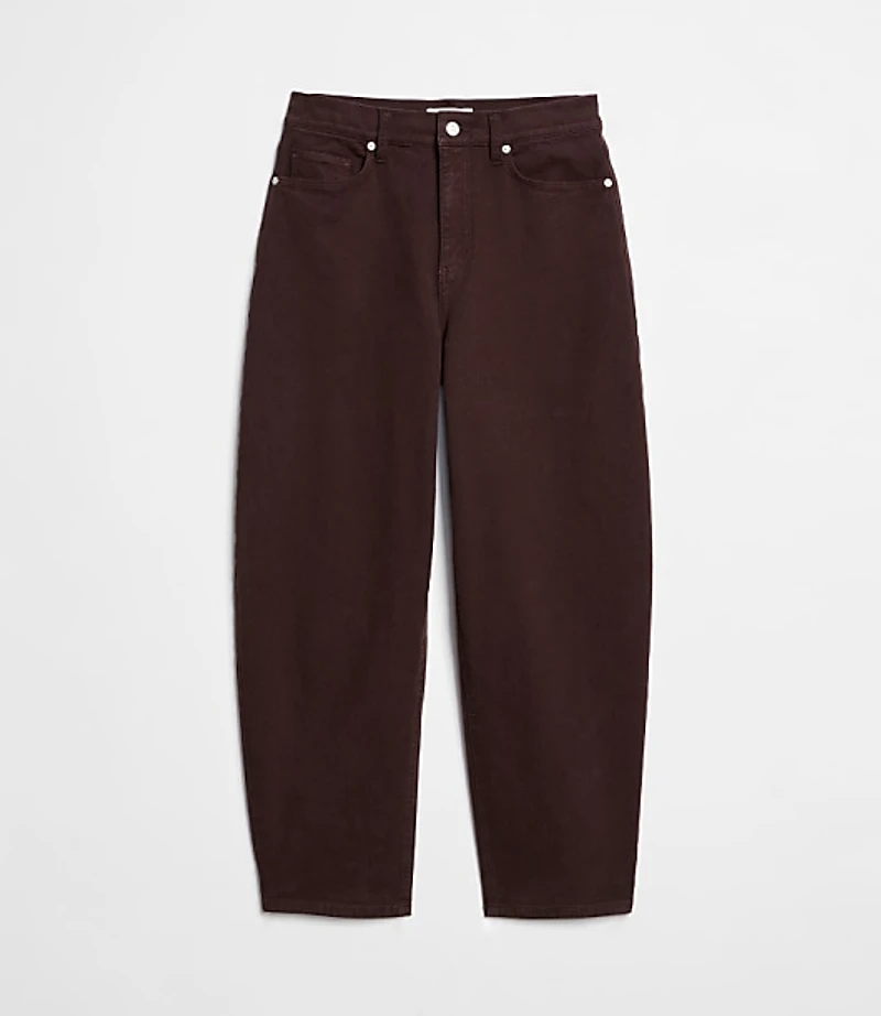 Curvy High Rise Barrel Jeans in Iced Espresso