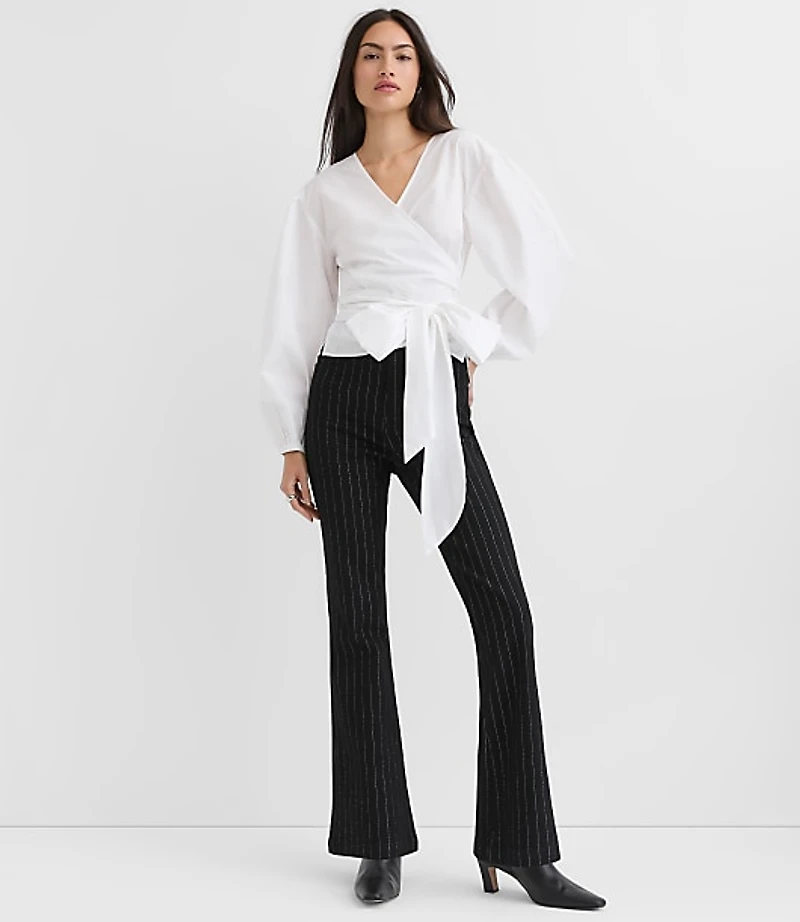 Poplin Bubble Sleeve Wrap Top