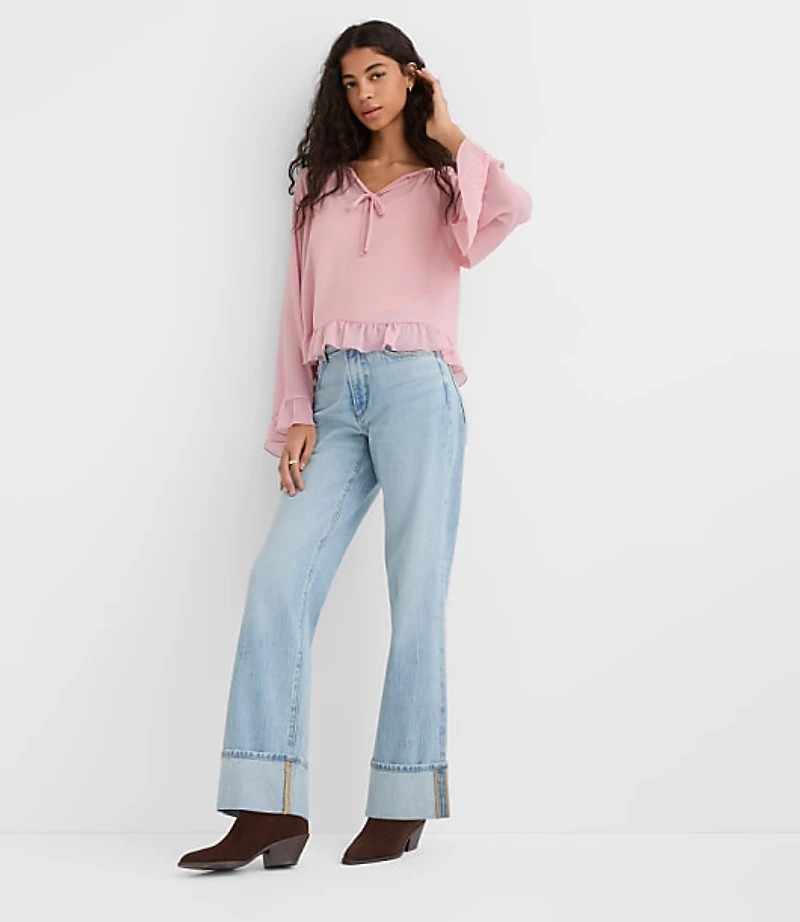 Ruffle Tie Neck Blouse