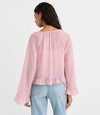 Ruffle Tie Neck Blouse