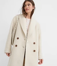 Petite Faux Fur Shawl Collar Belted Coat