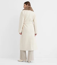 Petite Faux Fur Shawl Collar Belted Coat