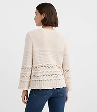 Scalloped Pointelle Flare Sleeve Sweater