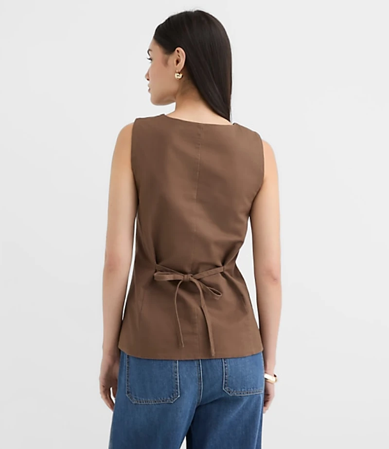 Twill Tie Back Vest Top