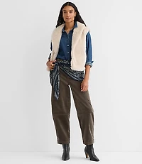 Petite Modern Faux Fur Pocket Vest