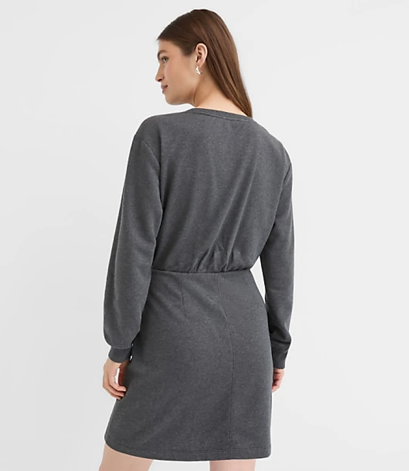 Petite Terry Side Pleated Mini Dress