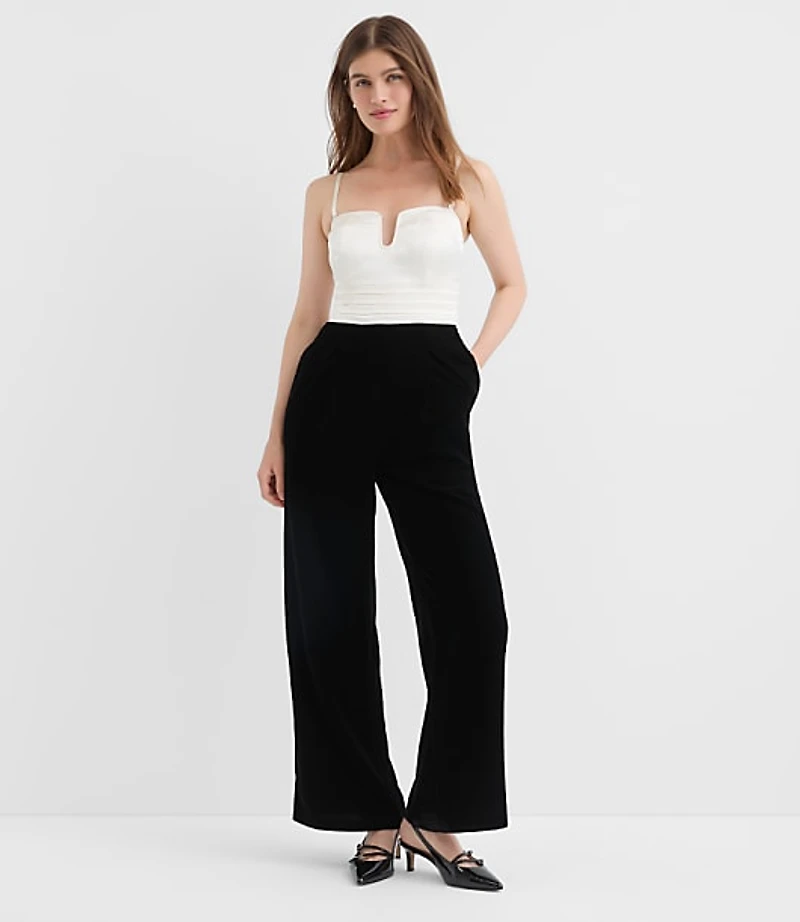 Tall Satin Velvet Strapless Jumpsuit