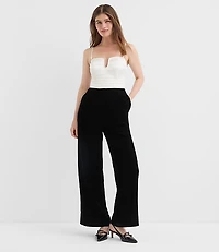 Tall Satin Velvet Strapless Jumpsuit