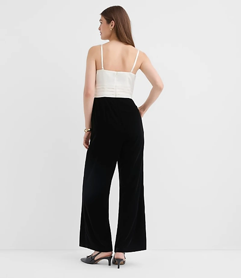 Tall Satin Velvet Strapless Jumpsuit