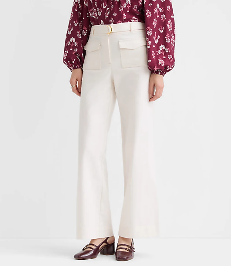 Belted Palmer Wide Leg Pants Pique
