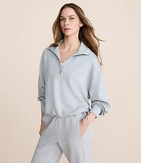 Lou & Grey Heathered Cinched Scubasoft Half Zip Top