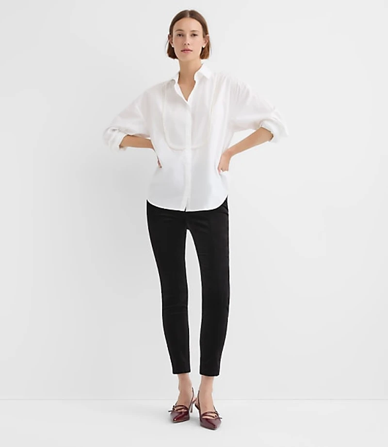 Petite Pearlized Bib Tuxedo Shirt