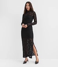 Petite Floral Lace Mock Neck Maxi Dress