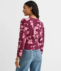 Petite Floral Smocked V-Neck Blouse