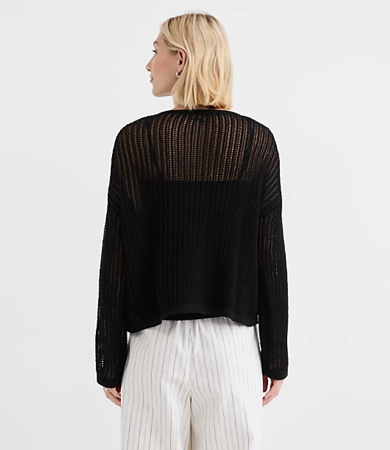 Mesh Stitch Bow Tie Sweater