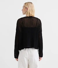 Mesh Stitch Bow Tie Sweater