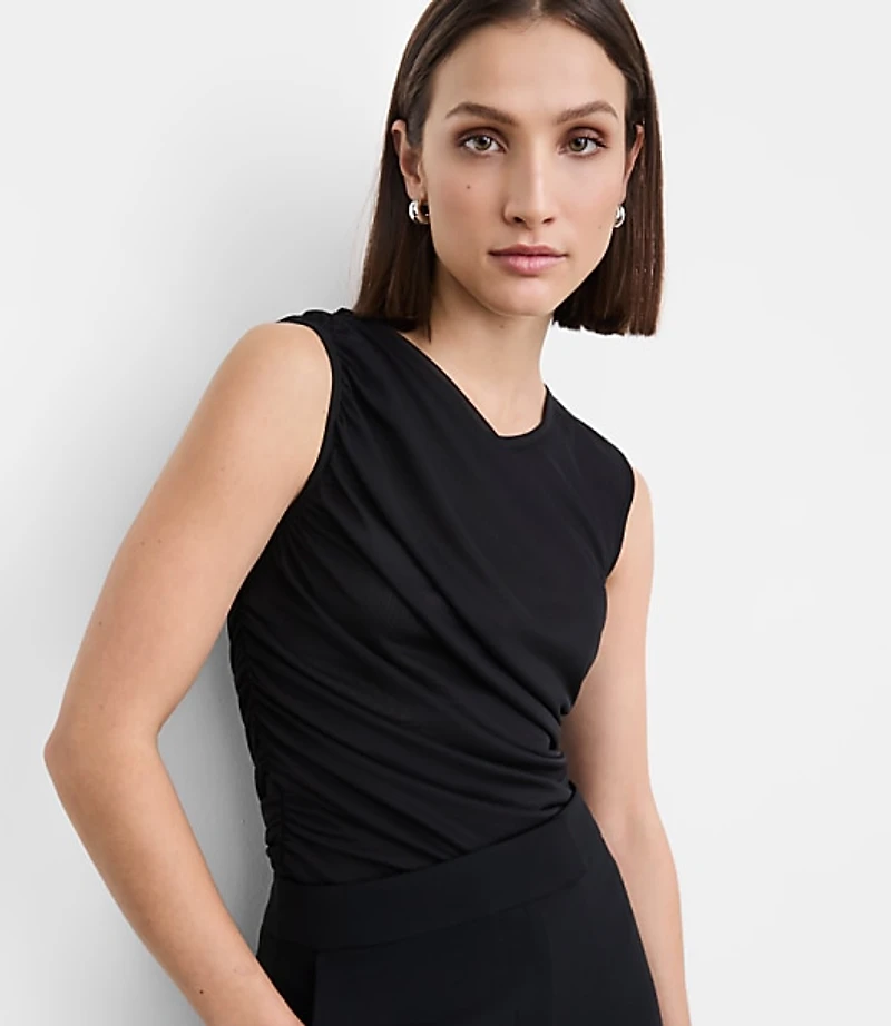 Petite LOFT Versa Mesh Ruched Tank Top