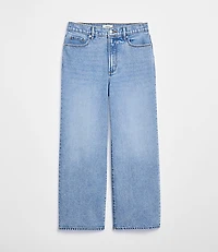 Rivete Tall Curvy High Rise Wide Leg Crop Jeans Mid Wash