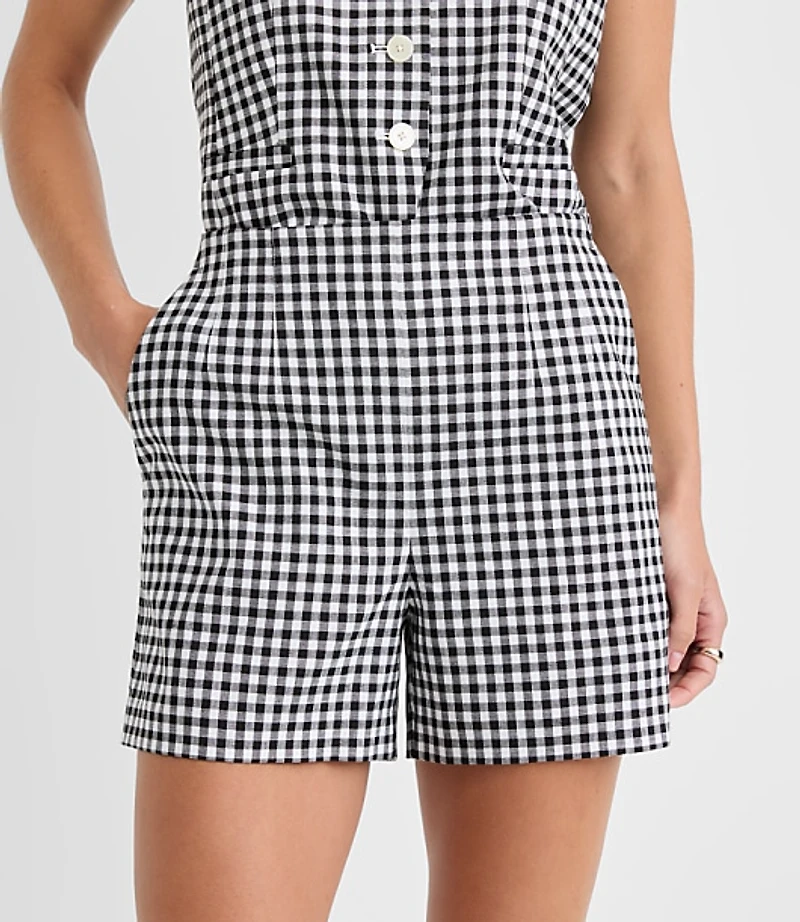 Darted Side Zip Shorts Gingham