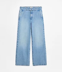 Rivete Curvy Belted High Rise Wide Leg Jeans Light Wash