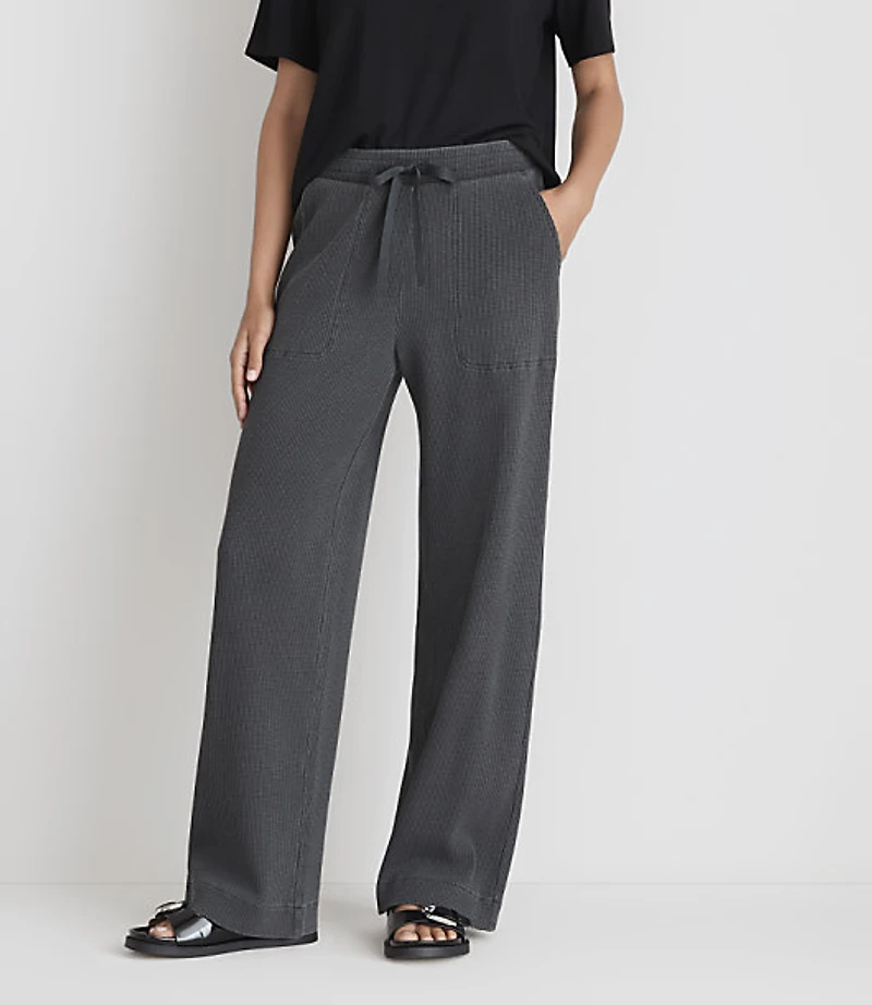 Petite Lou & Grey Garment Dyed Waffle Wide Leg Pants