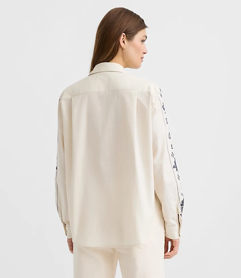 Petite Striped Poplin Everyday Relaxed Pocket Shirt