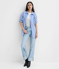 Petite Striped Poplin Everyday Oversized Pocket Shirt