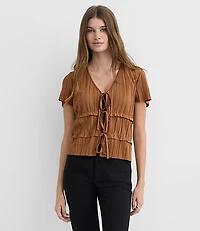 Pleated Bow Tie Top