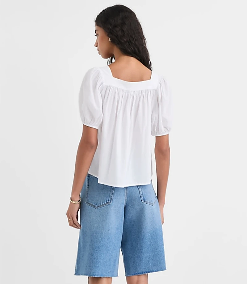 Puff Sleeve Square Neck Blouse