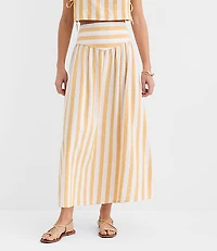 Petite LOFT Beach Striped Linen Cotton Maxi Skirt