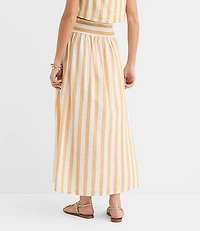 Petite LOFT Beach Striped Linen Cotton Maxi Skirt