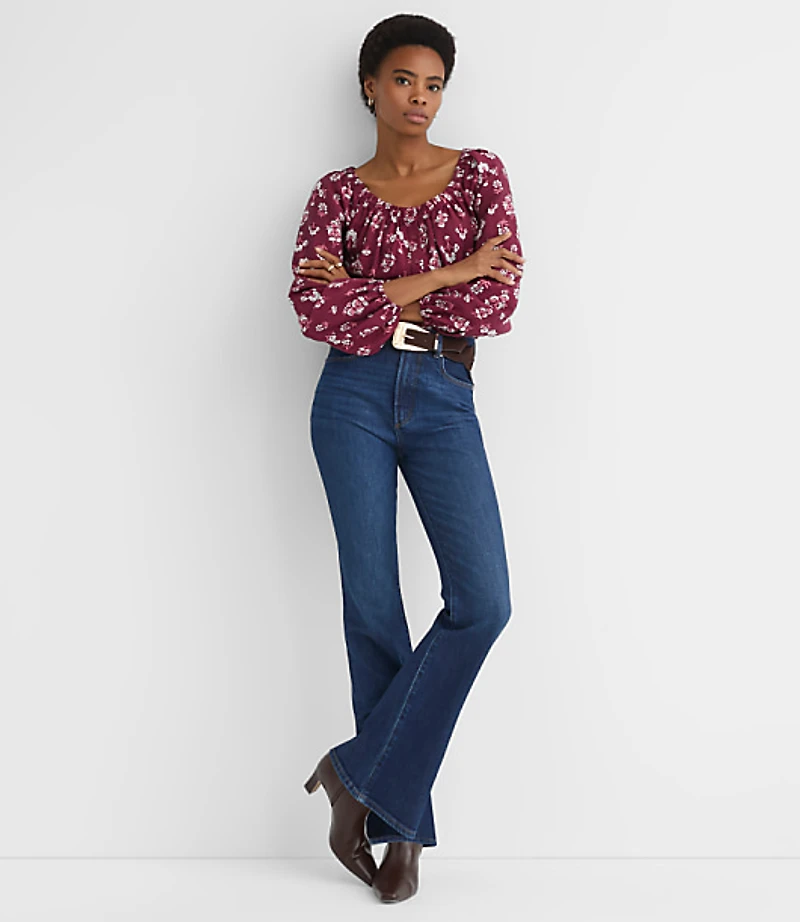 Floral Cinched Scoop Neck Top